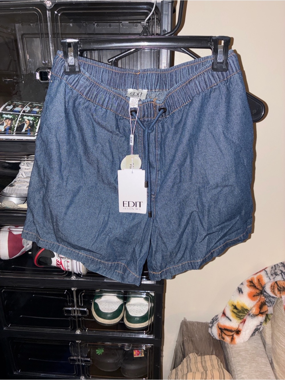 Jason Wu EDIT Denim Drawstring Shorts - Blue